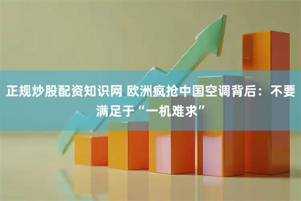 正规炒股配资知识网 欧洲疯抢中国空调背后：不要满足于“一机难求”